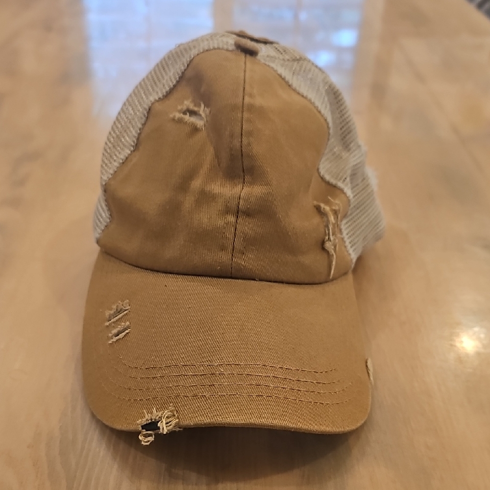 Distressed Tan Baseball Cap
